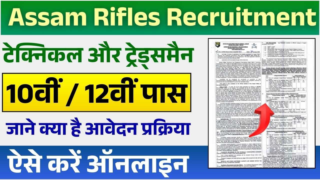 Assam Rifles Recruitment 2025 Online Apply (Strat) – New Technical & Tradesman Vacancy for 10th, 12th & Graduate 2 Assam Rifles Recruitment 2025 Online Apply (Strat) – New Technical & Tradesman Vacancy for 10th, 12th & Graduate Assam Rifles Recruitment 2025