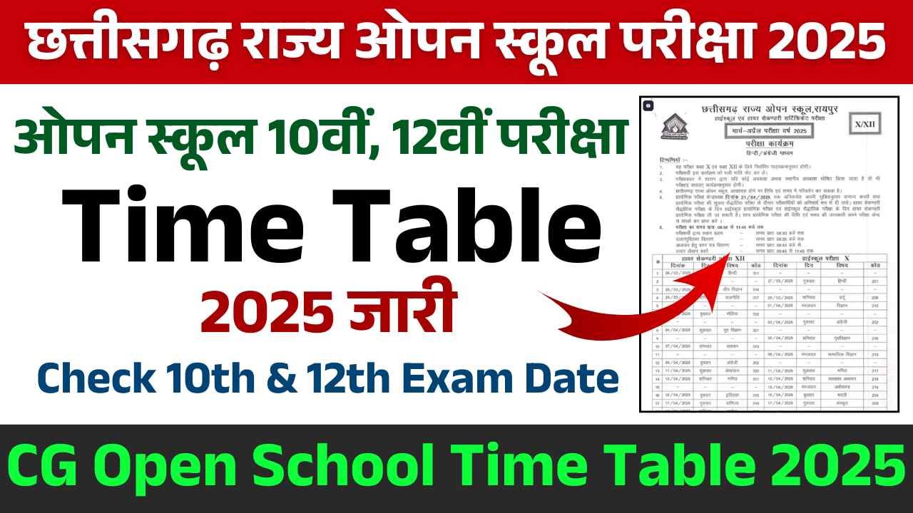 CG Open School Time Table 2025 Class 10th & 12th Check Exam Dates 2 CG Open School Time Table 2025 Class 10th & 12th Check Exam Dates CG Open School Time Table 2025