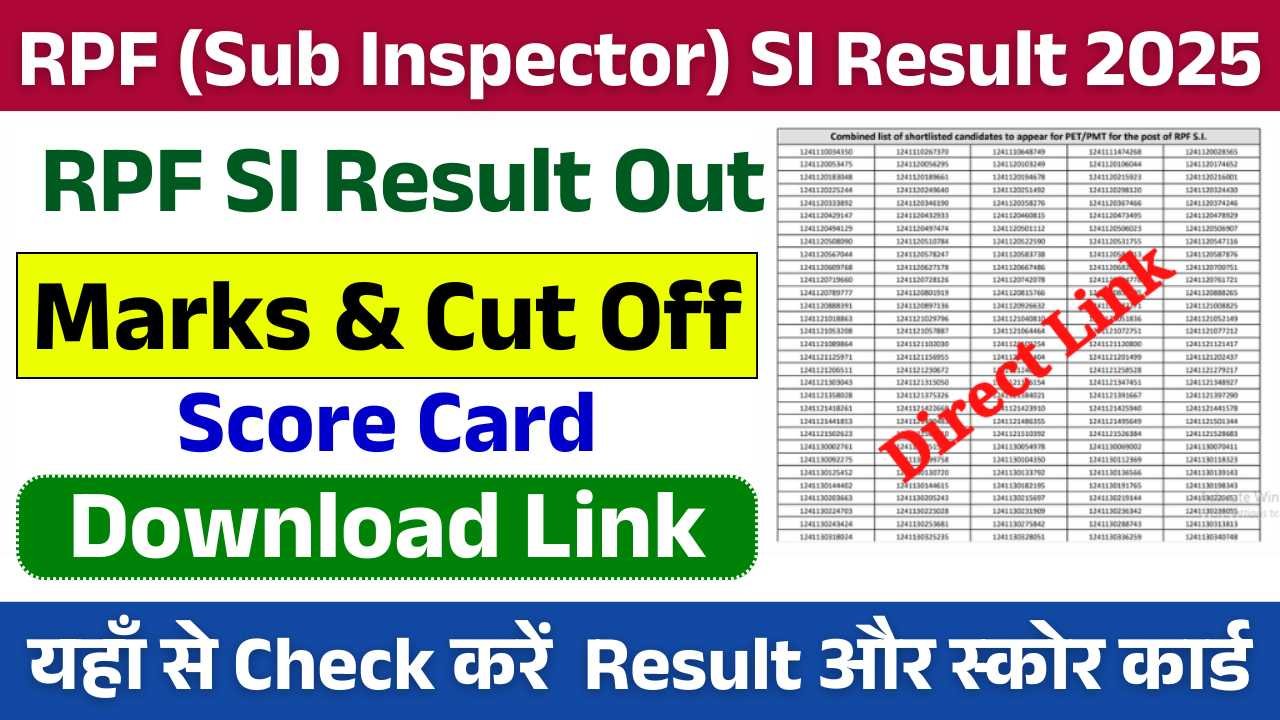 Railway RPF SI Result 2025: Out- Check Sub Inspector Cut Off Marks and Download Score Card 9 Railway RPF SI Result 2025: Out- Check Sub Inspector Cut Off Marks and Download Score Card Railway RPF SI Result 2025